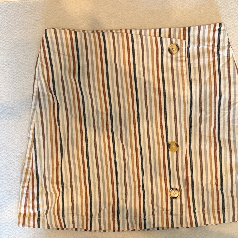 Altar'd State Multi-Stripe Button Skirt